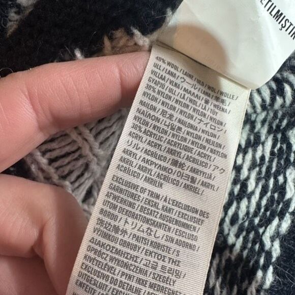 Y2K Hollister Women’s Fair Isle Nordic Navy Blue White Cardigan Size S Wool Blen - Picture 10 of 10